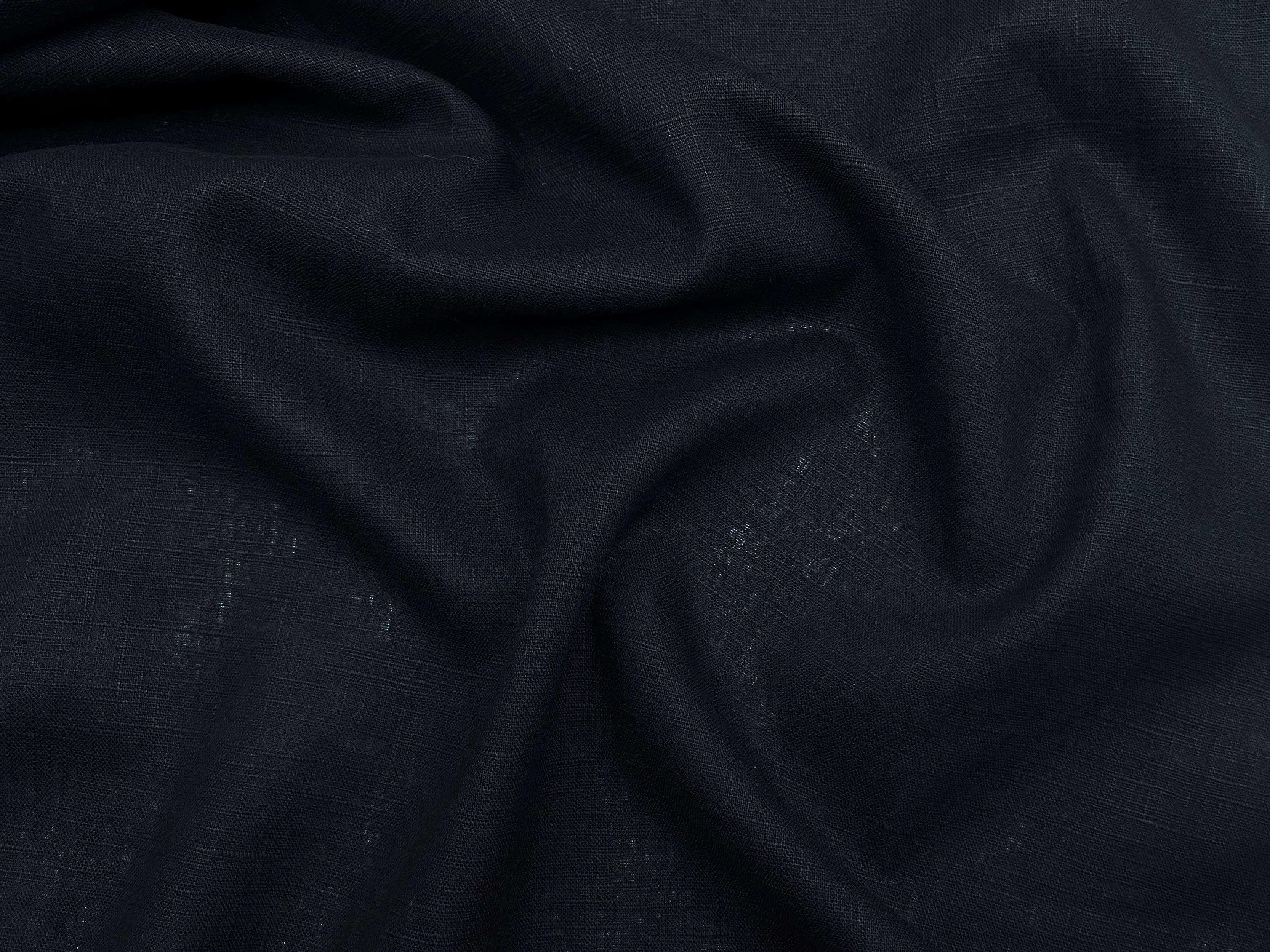 Ткань Лён  черного цвета однотонная  20480 2