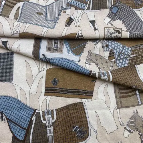 Ткань Трикотаж  бежевого цвета с анималистическим принтом 38179